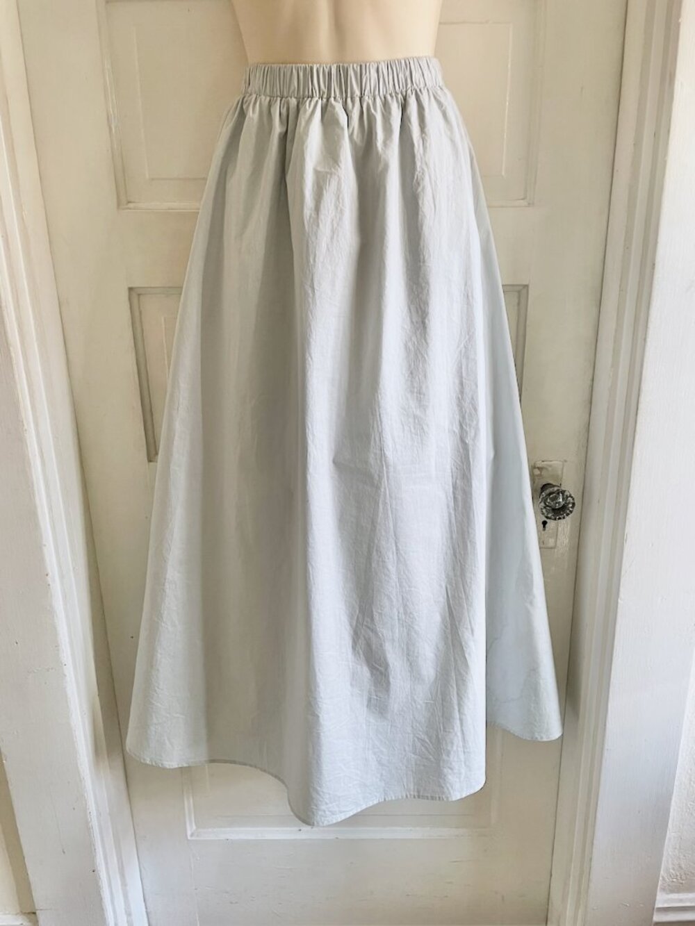 ASTR Gray Blue A-Line Ethereal Cotton Poplin Lined Maxi Skirt XL